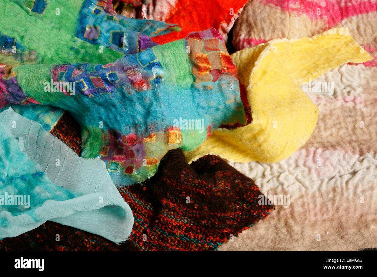 Selection of handmade nuno felt, silk and fabrics Stock Photo Alamy