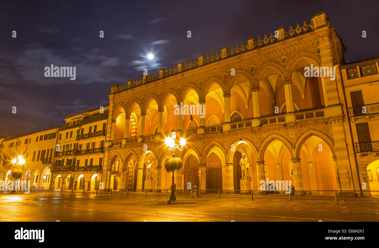 PADUA, ITALY - SEPTEMBER 10, 2014:  The Lodge Amulea ont the Prato della Vale at night. Stock Photo