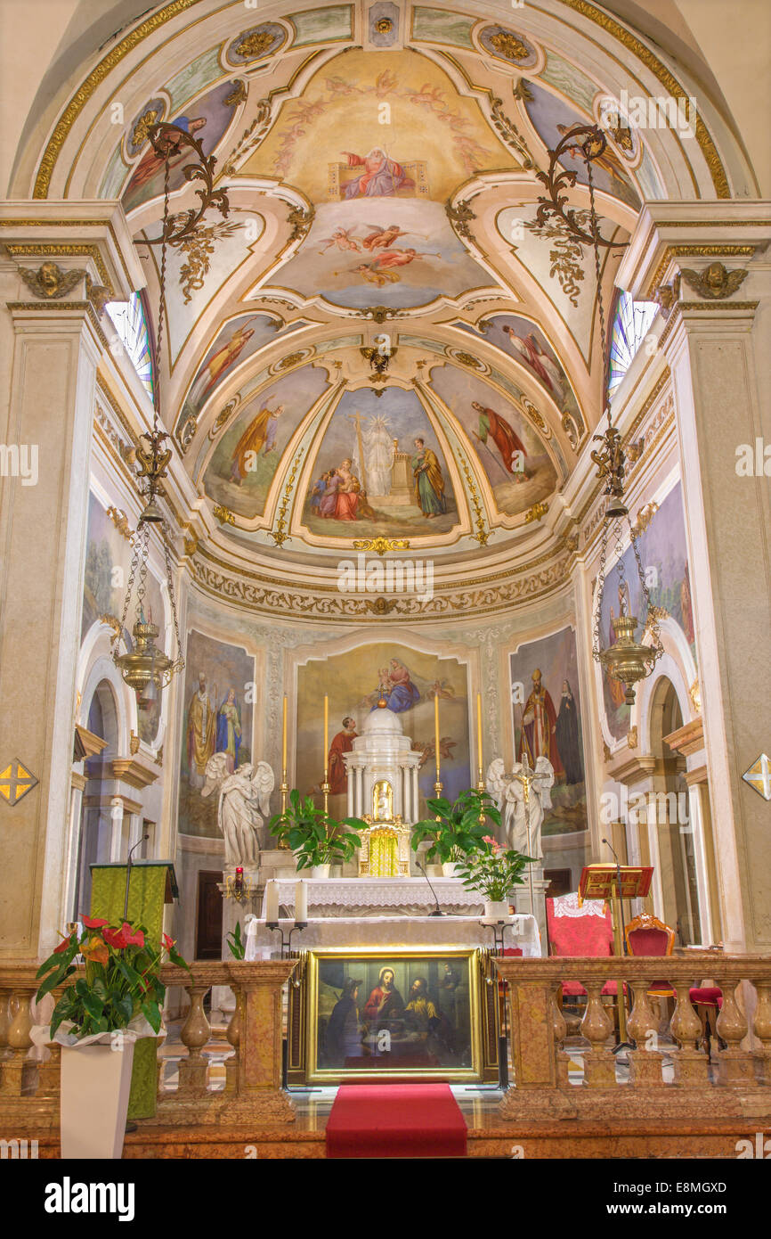PADUA, ITALY - SEPTEMBER 10, 2014: The Presbytery of church Chiesa di San Daniele. Stock Photo