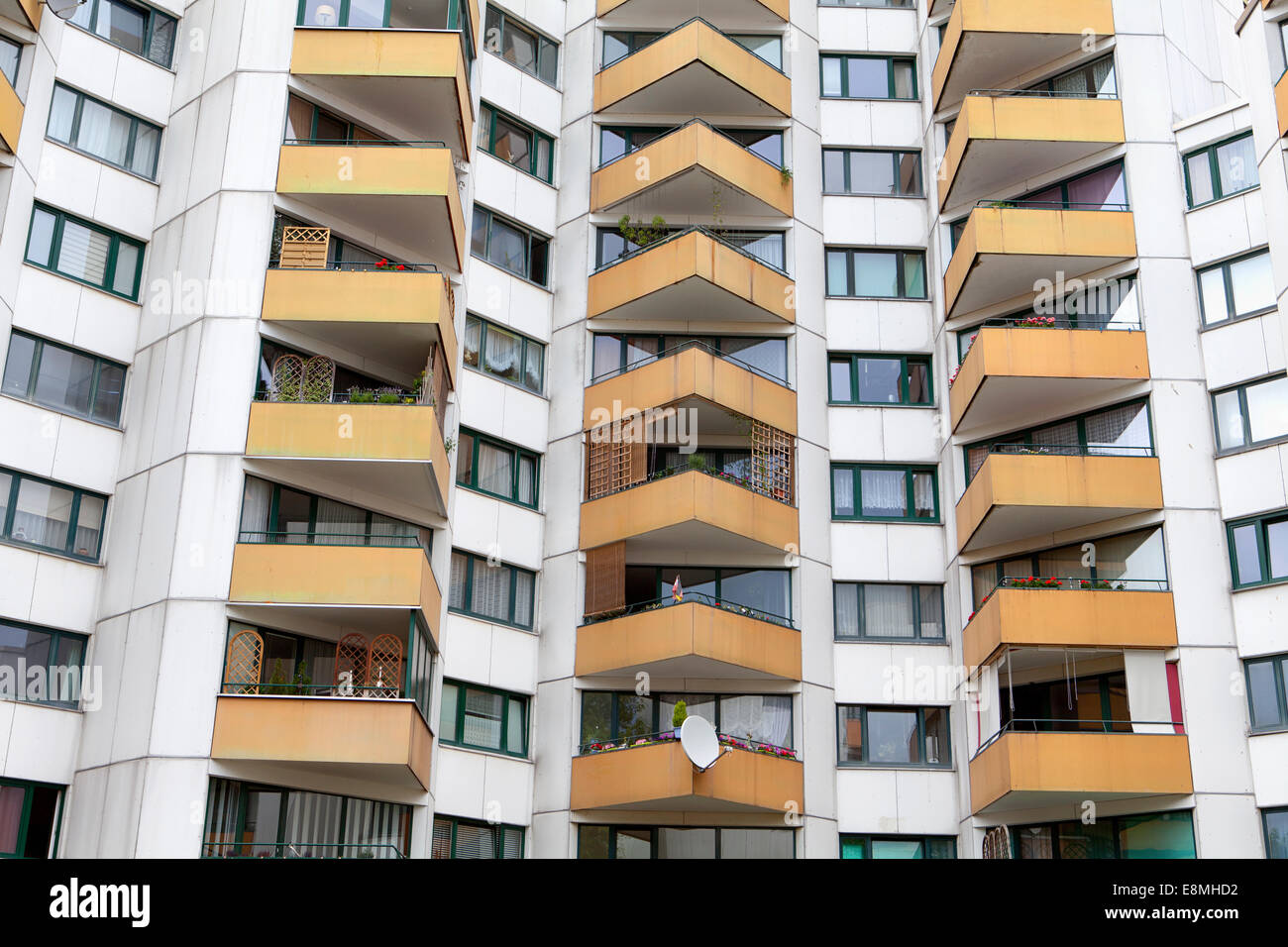 Residential building with balconies, Linden, Hanover, Lower Saxony, Germany, Europe, Stock Photo