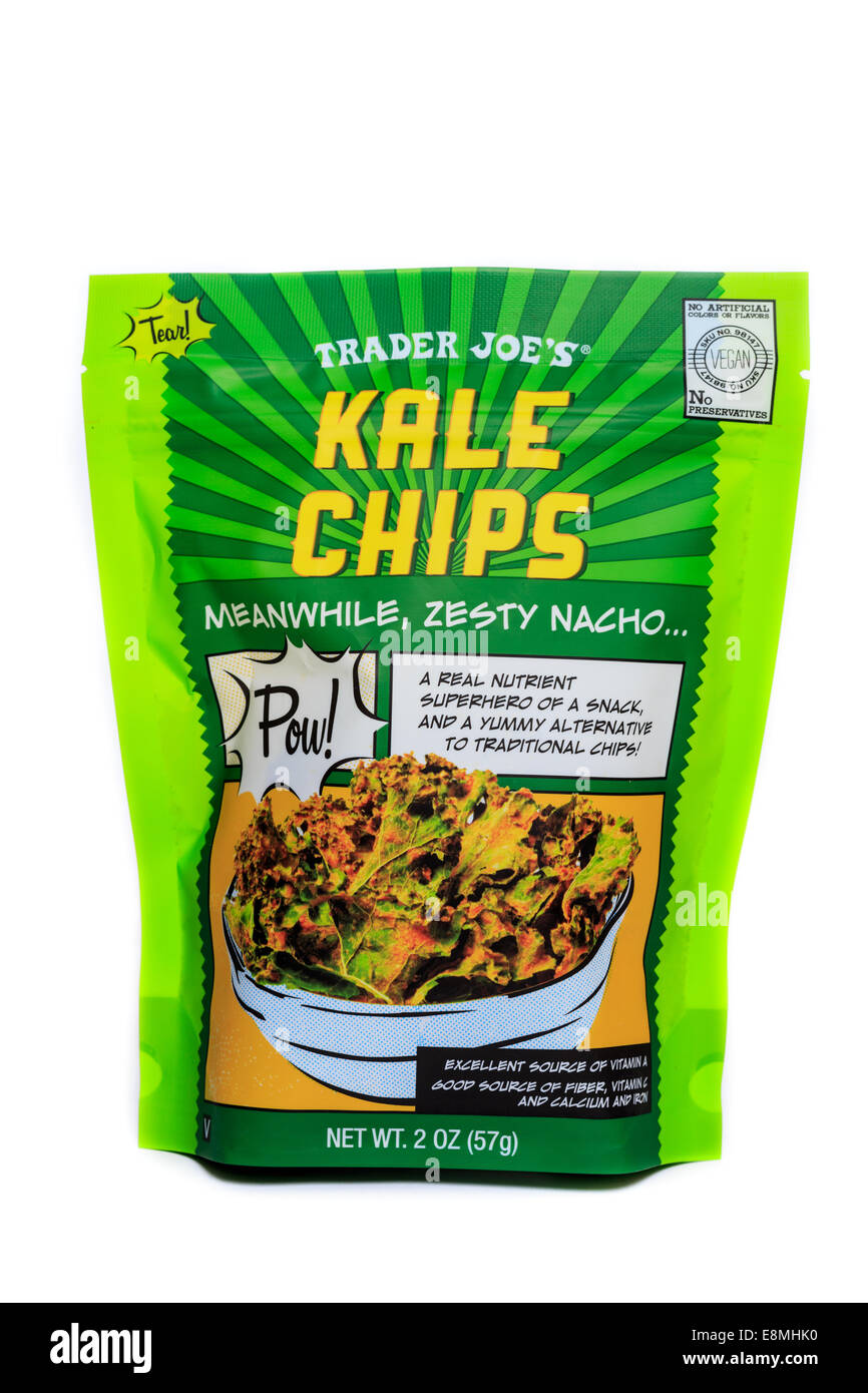 A bag of Trader Joe's Kale Chips in Zesty Nacho flavor Stock Photo Alamy