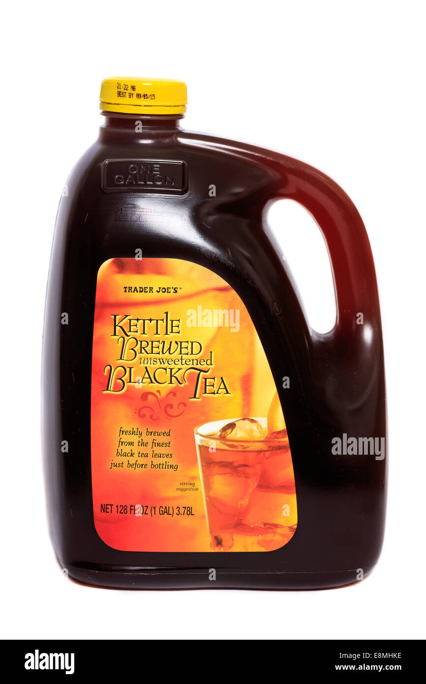 Trader Joe's Kettle Brewed Unsweetened Black Tea Stock Photo