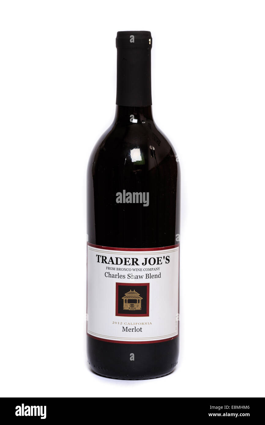 Trader Joe's Charles Shaw Blend 'Two Buck Chuck' Merlot Wine Stock Photo