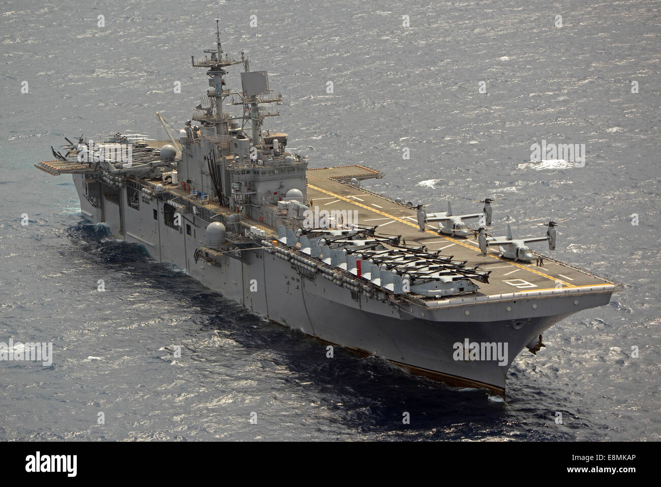 March 14, 2014 - The forward-deployed amphibious assault ship USS Bonhomme Richard (LHD 6) transits the East China Sea. Stock Photo