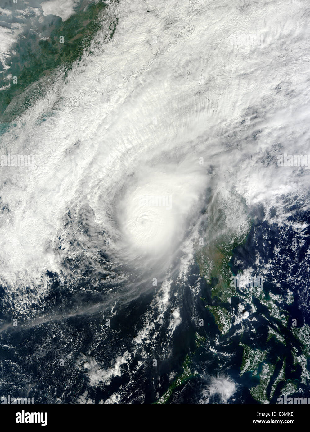 December 8, 2012 - Typhoon Bopha over the South China Sea, just off the coast of the Philippine island of Luzon. Stock Photo