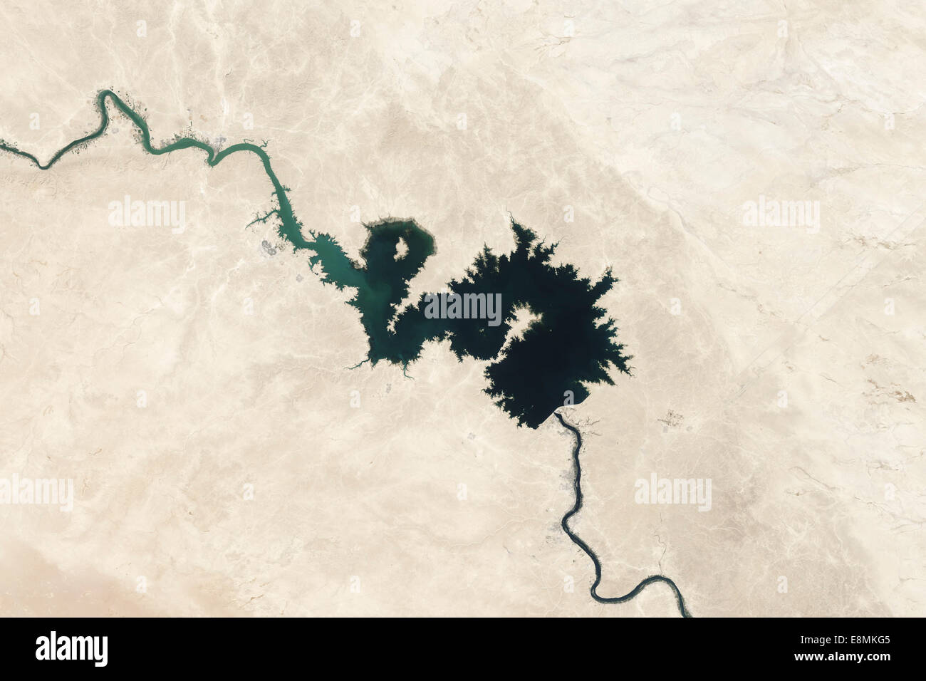 September 7, 2006 - Natural color image of Qadisiyah Reservoir in Iraq. Stock Photo