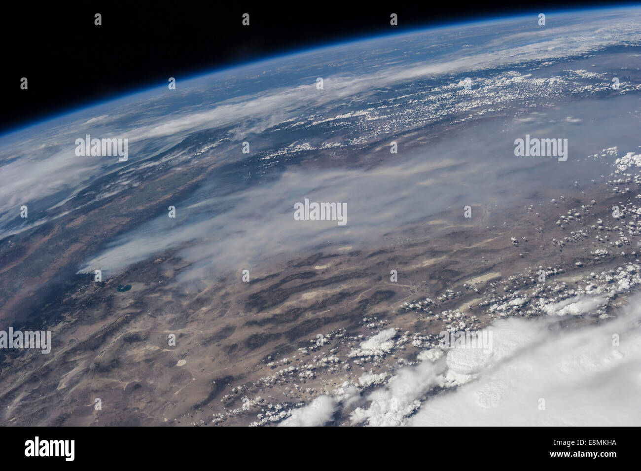 August 24, 2013 - View from space of the massive wildfires in and around California's Yosemite National Park. Stock Photo