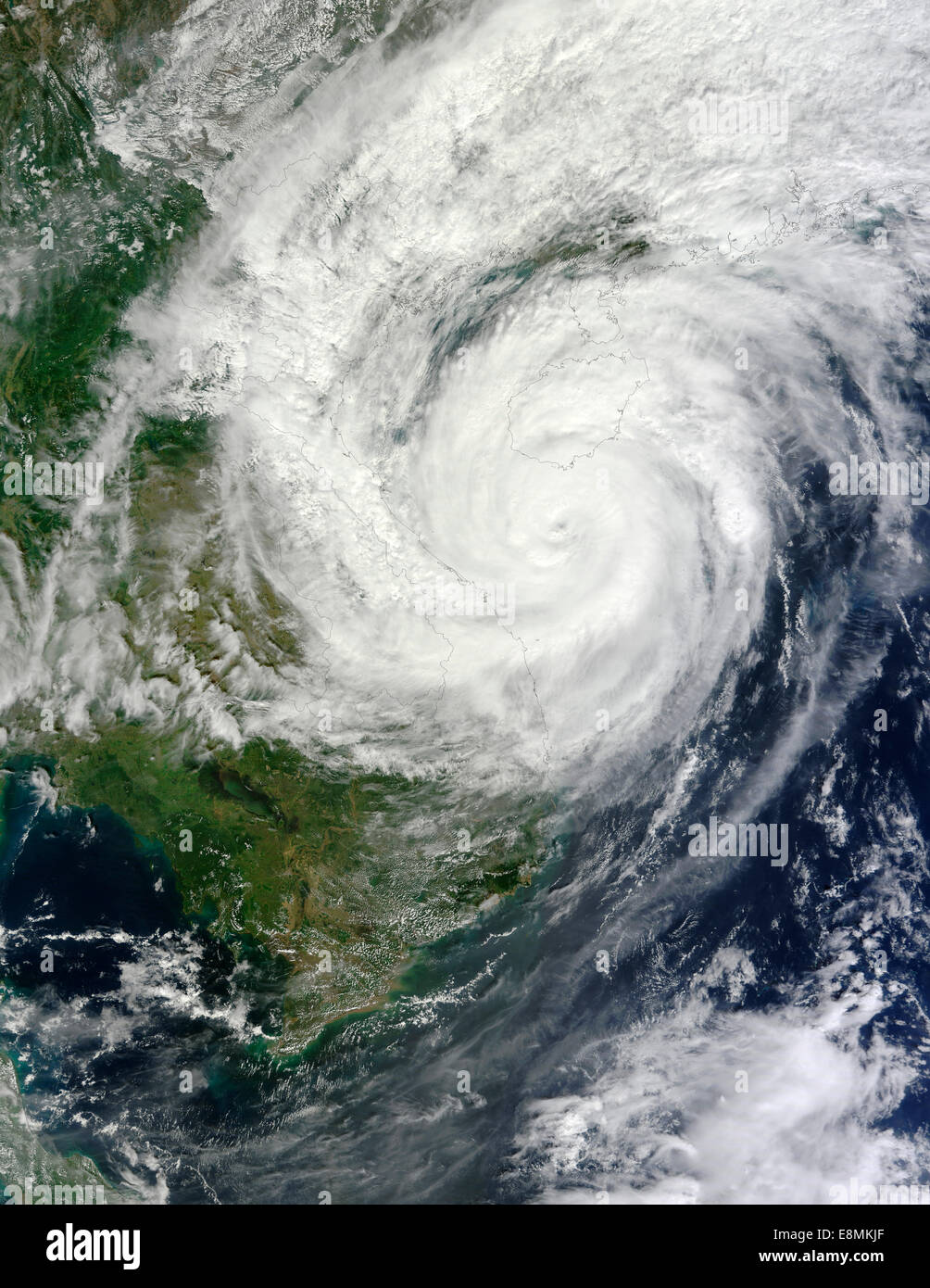 November 10, 2013 - Typhoon Haiyan in the South China Sea approaching Vietnam. Stock Photo