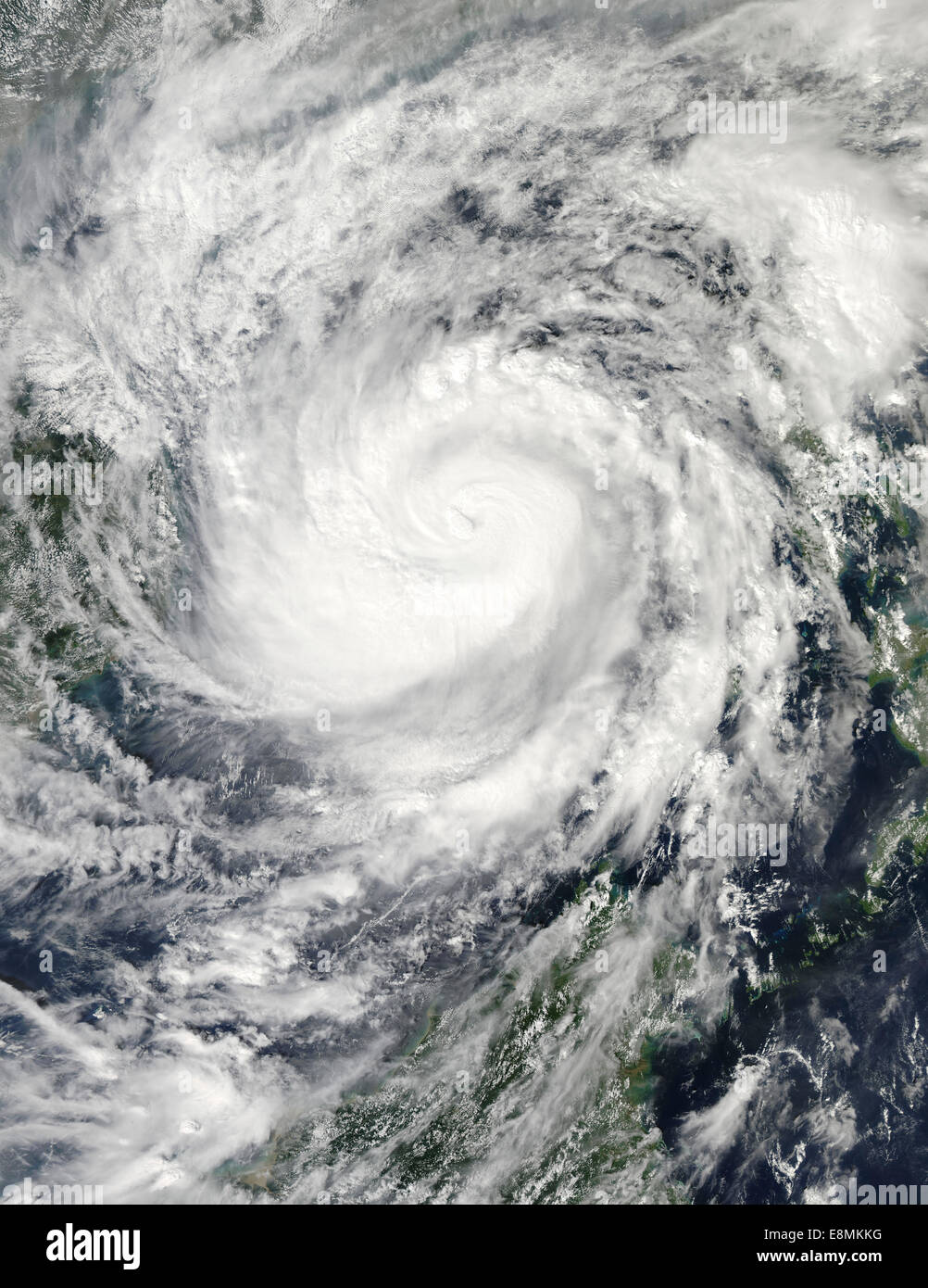 November 9, 2013 - Typhoon Haiyan in the middle of the South China Sea, headed toward Vietnam. Stock Photo
