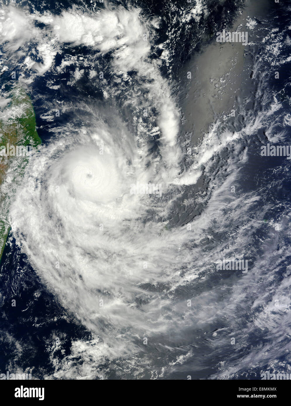 January 1, 2014 - Tropical Cyclone Bejisa off Madagascar. Stock Photo