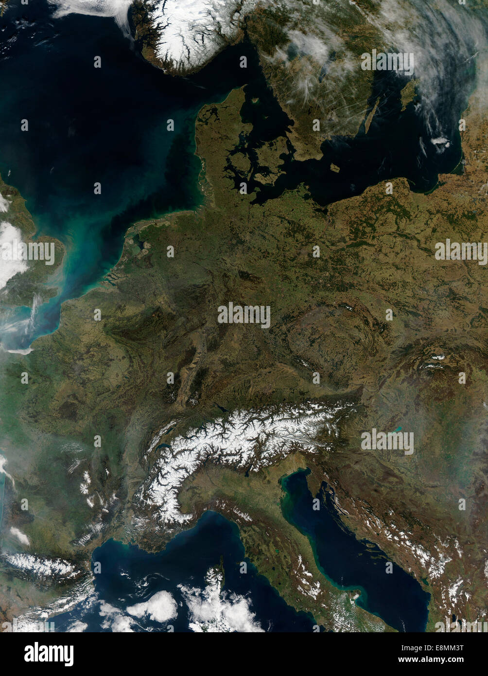 March 12, 2014 - Satellite view of Central Europe. Stock Photo