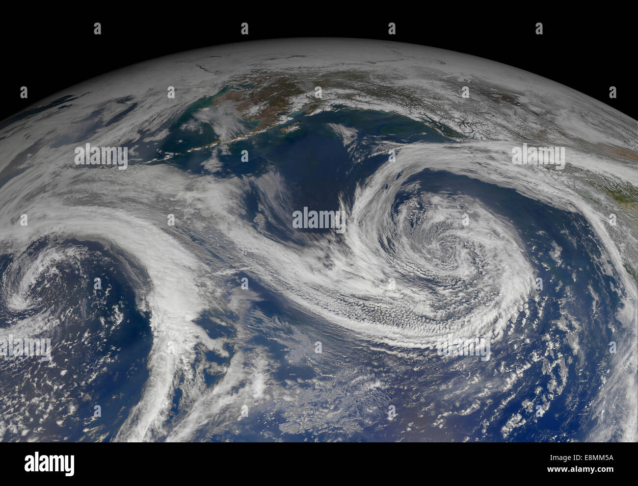 May 2, 2014 - Satellite view of the southern Alaska coast and the Gulf of Alaska. Stock Photo