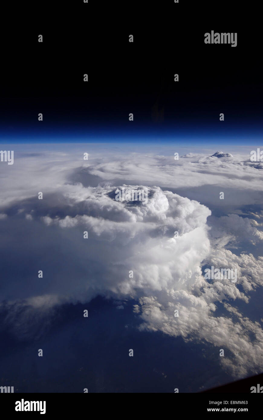 May 23, 2014 - View of a storm cell taken from NASA's high-altitude ER-2 aircraft. Stock Photo