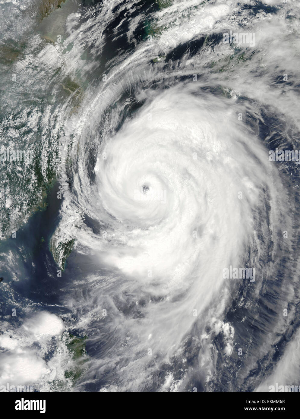 July 8, 2014 - Satellite view of Typhoon Neoguri in the East China Sea. Stock Photo