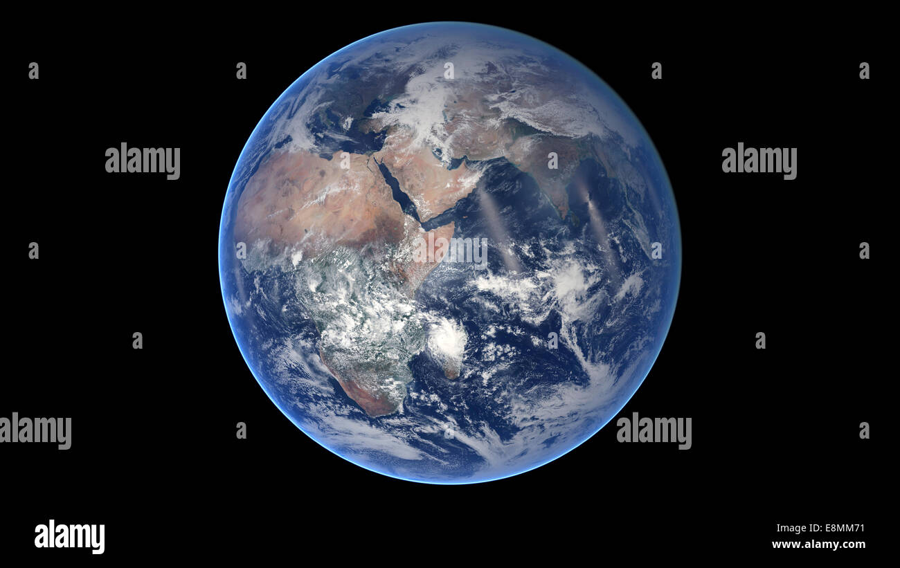 March 30, 2014 - Composite image of the eastern hemisphere on planet Earth. Stock Photo