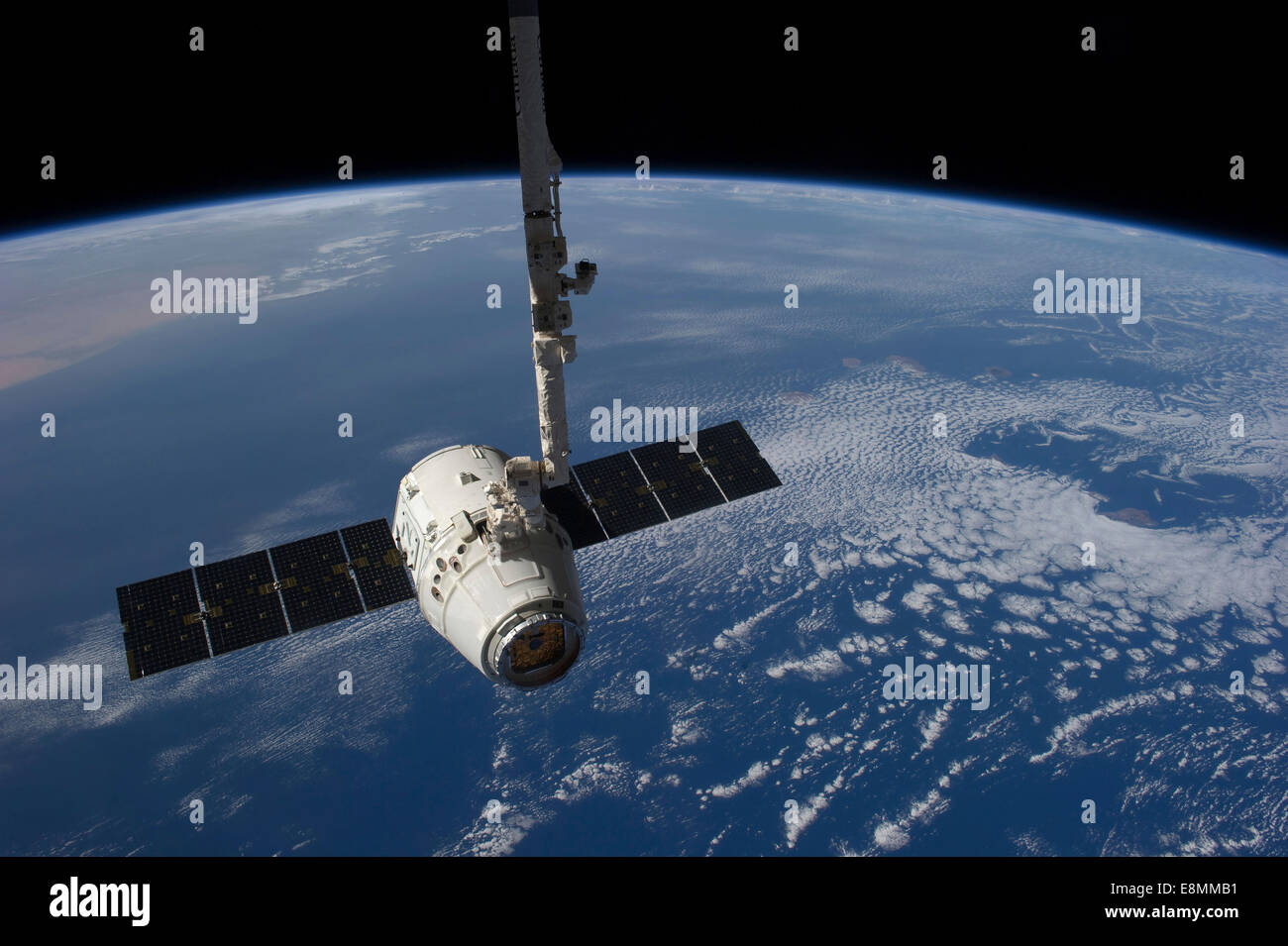 May 31, 2012 - The SpaceX Dragon cargo craft is pictured just prior to being released by the International Space Station's Canad Stock Photo