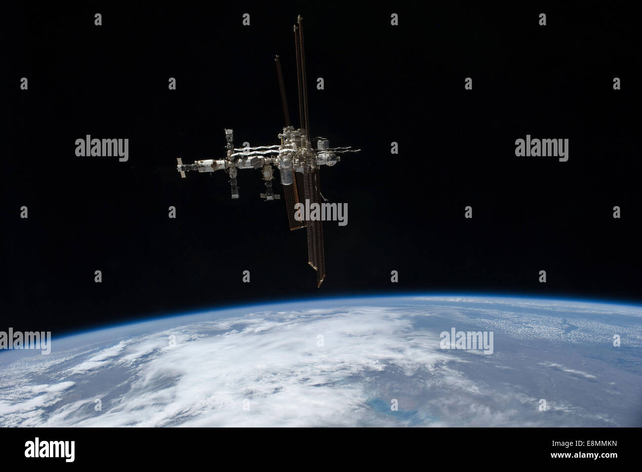 July 19, 2011 - The International Space Station in orbit above Earth. Stock Photo