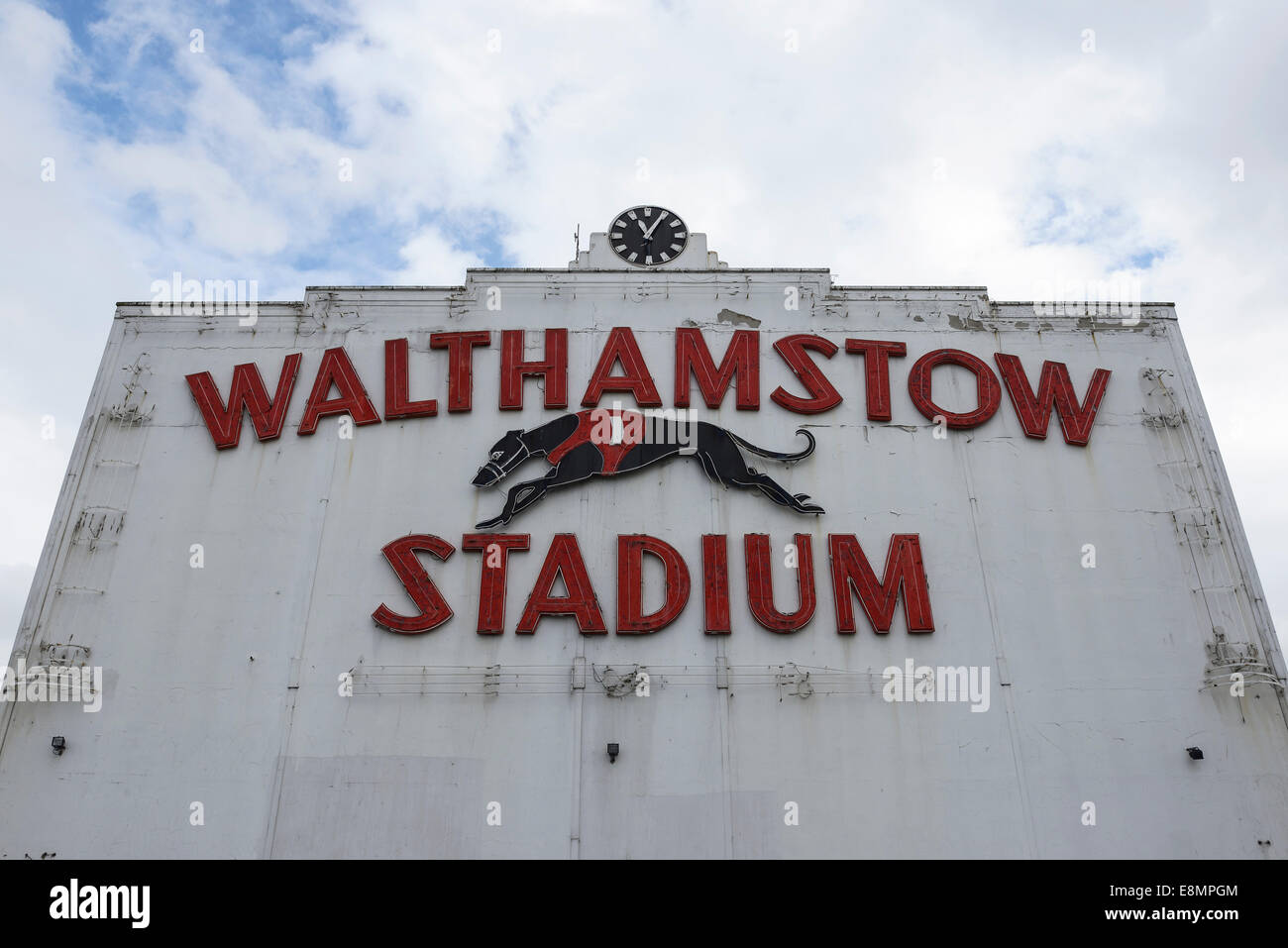 The Grade II listed Walthamstow Stadium Tote building Stock Photo