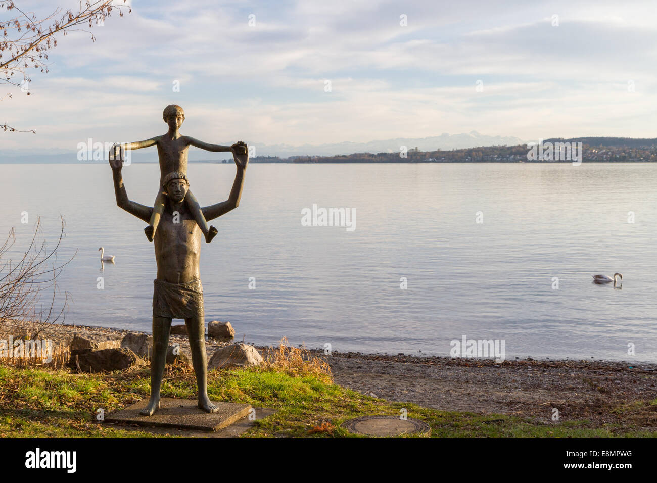 Statue at the shore of lake constance, Überlingen Stock Photo