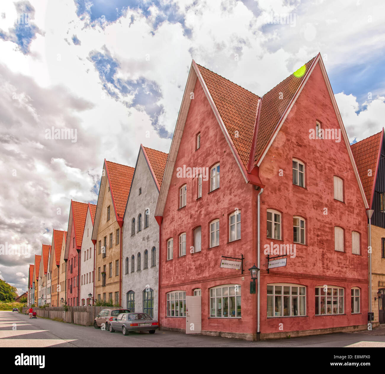 Picture of street in Jakriborg, Sweden on June 24, 2014. Jakriborg is a new classical housing project Stock Photo