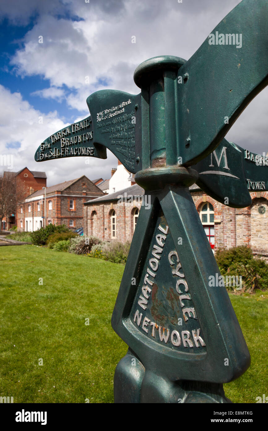 UK, England, Devon, Barnstaple National Cycle Network Tarka Trail sign