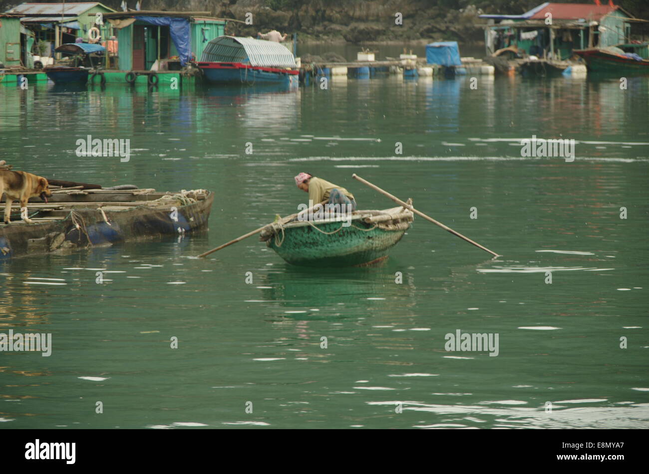 Fisherman on a boat Stock Photo