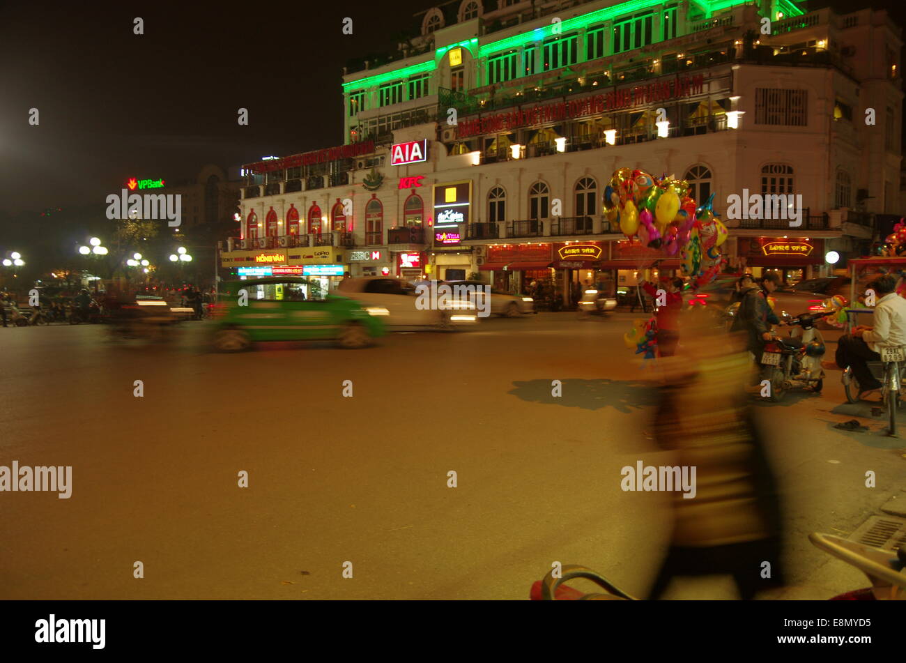 Traffic night in Hanoi Stock Photo