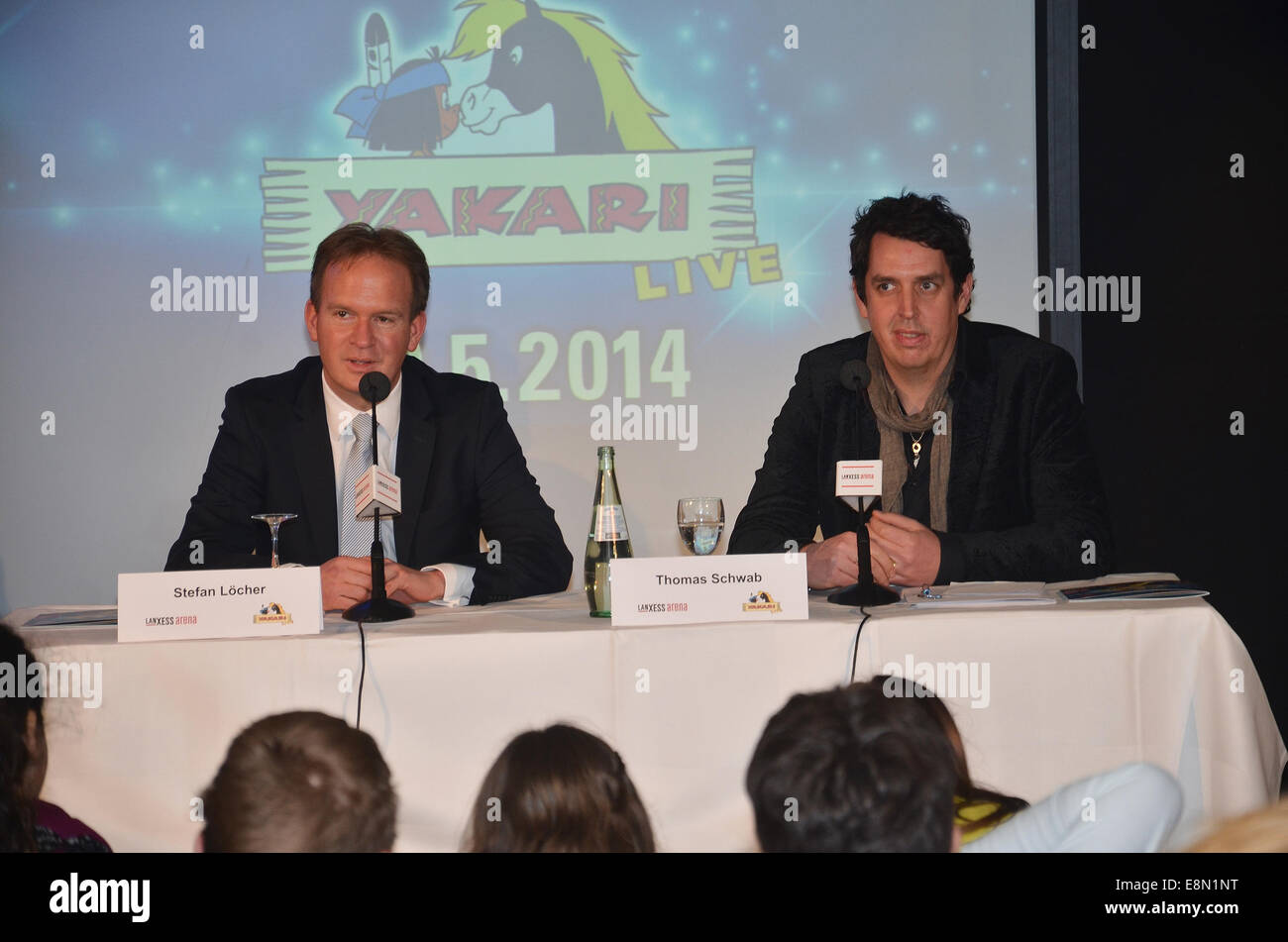 Press conference for the musical 'Yakari - Freunde fuers Leben' at Lanxess Arena.  Featuring: Stefan Loecher,Thomas Schwab Where: Cologne, Germany When: 08 Apr 2014 Stock Photo