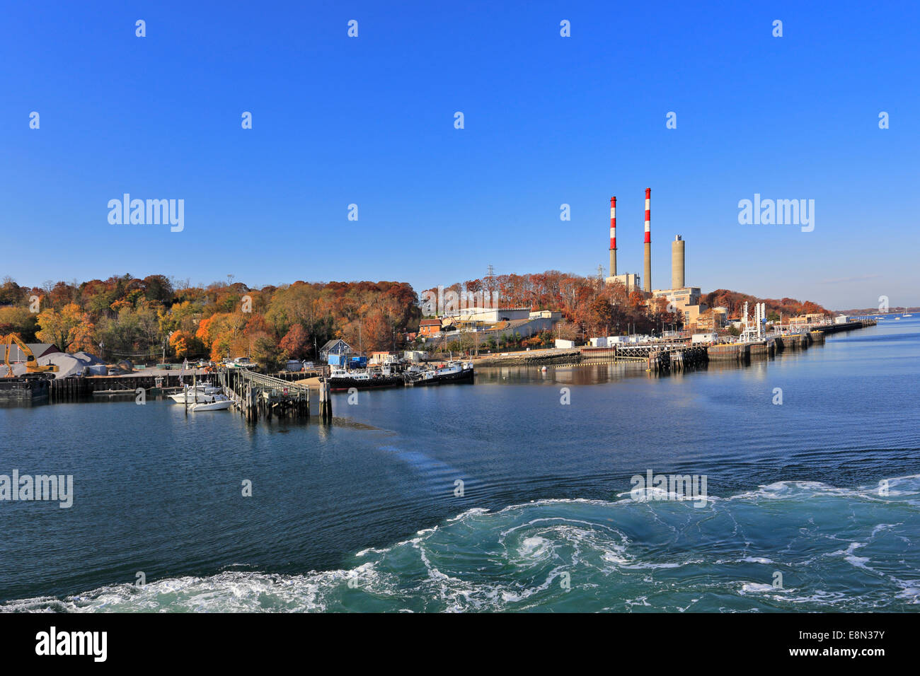 Ferry wake Port Jefferson harbor Long Island New York Stock Photo Alamy