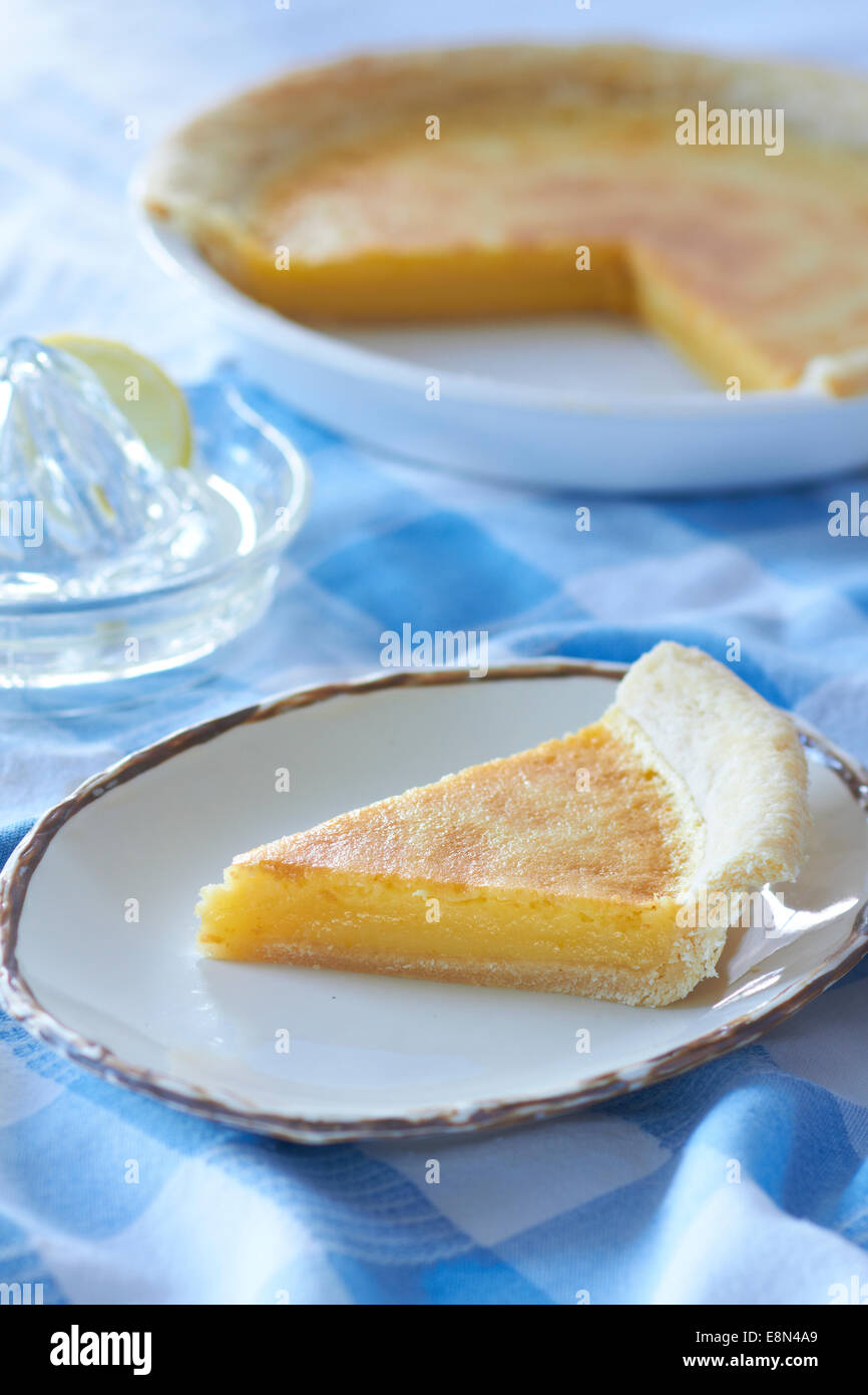 Lemon Chess pie Stock Photo