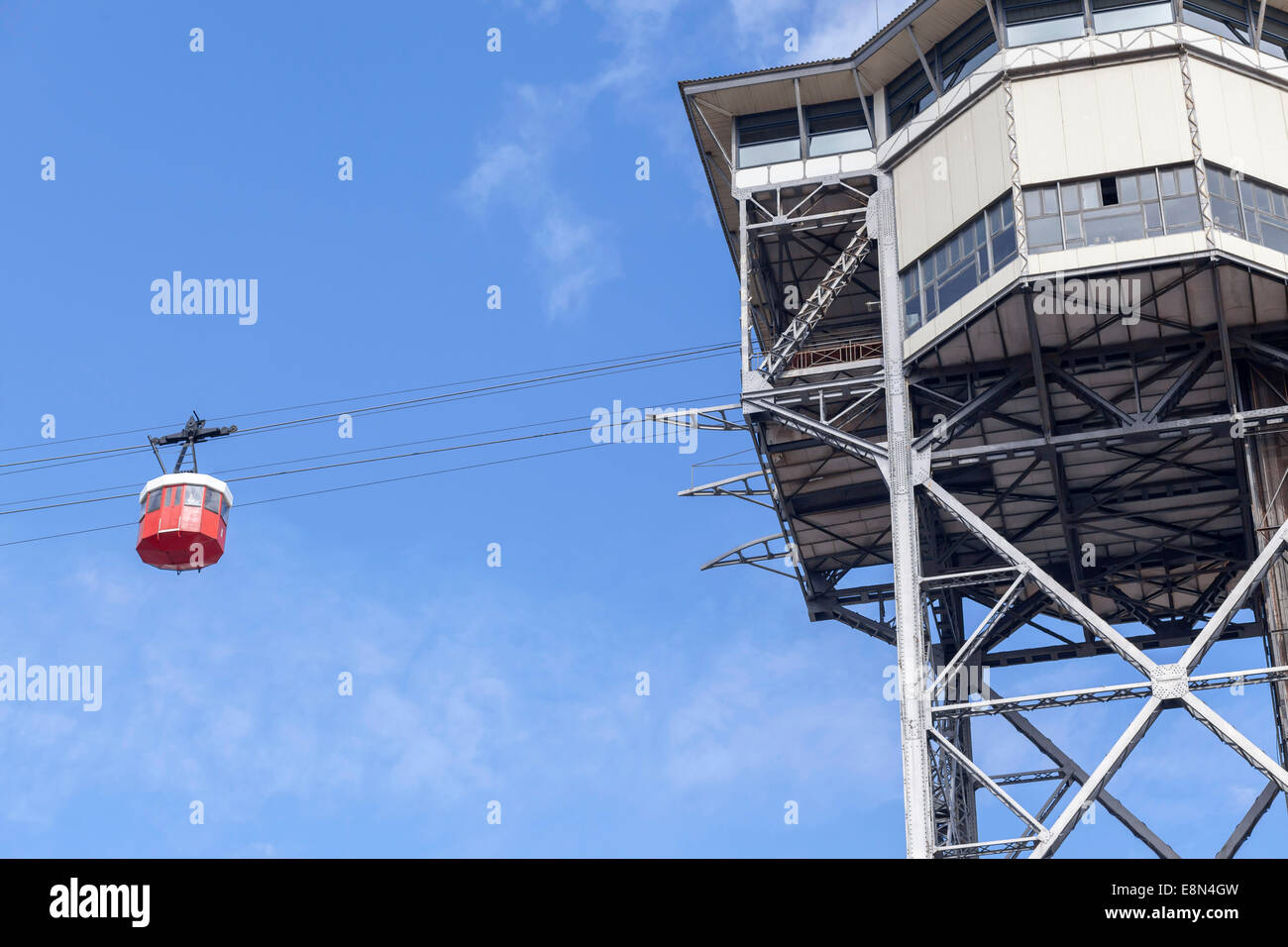 Port Vell Aerial Tramway, Barcelona. Stock Photo