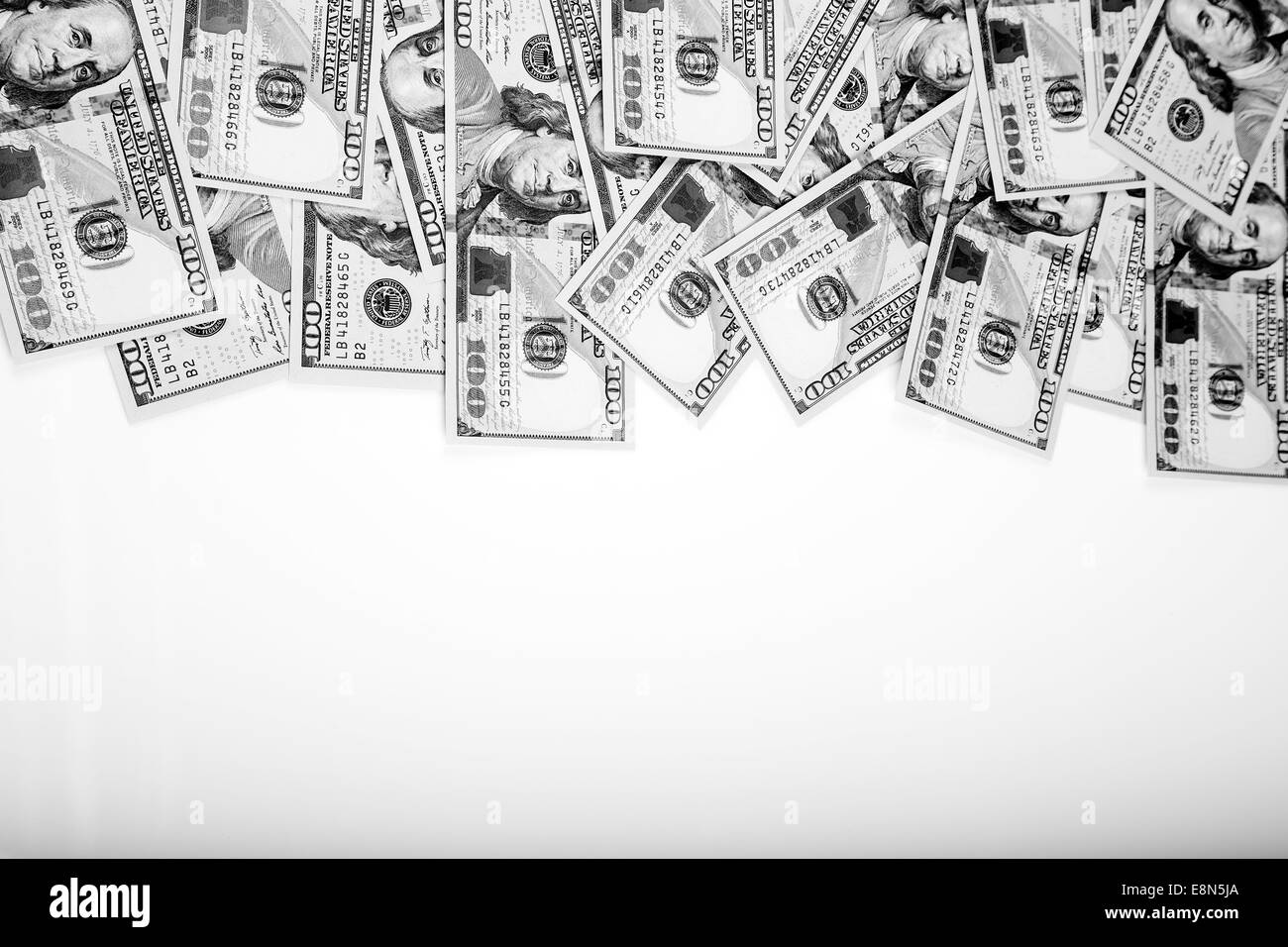 Dollars Photography: Frame of 100 dollars banknotes Stock Photo