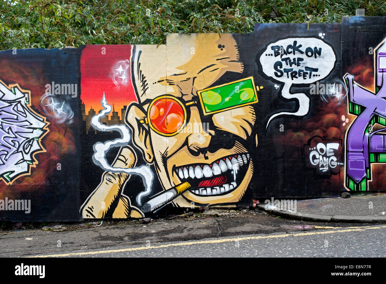 Graffiti depicting Spider Jerusalem, a fictional character and protagonist of the comic book Transmetropolitan. Stock Photo