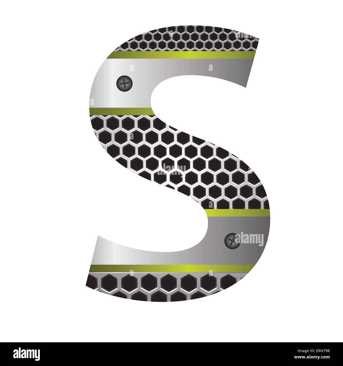 colorful illustration with perforated metal letter S  on a white background Stock Photo