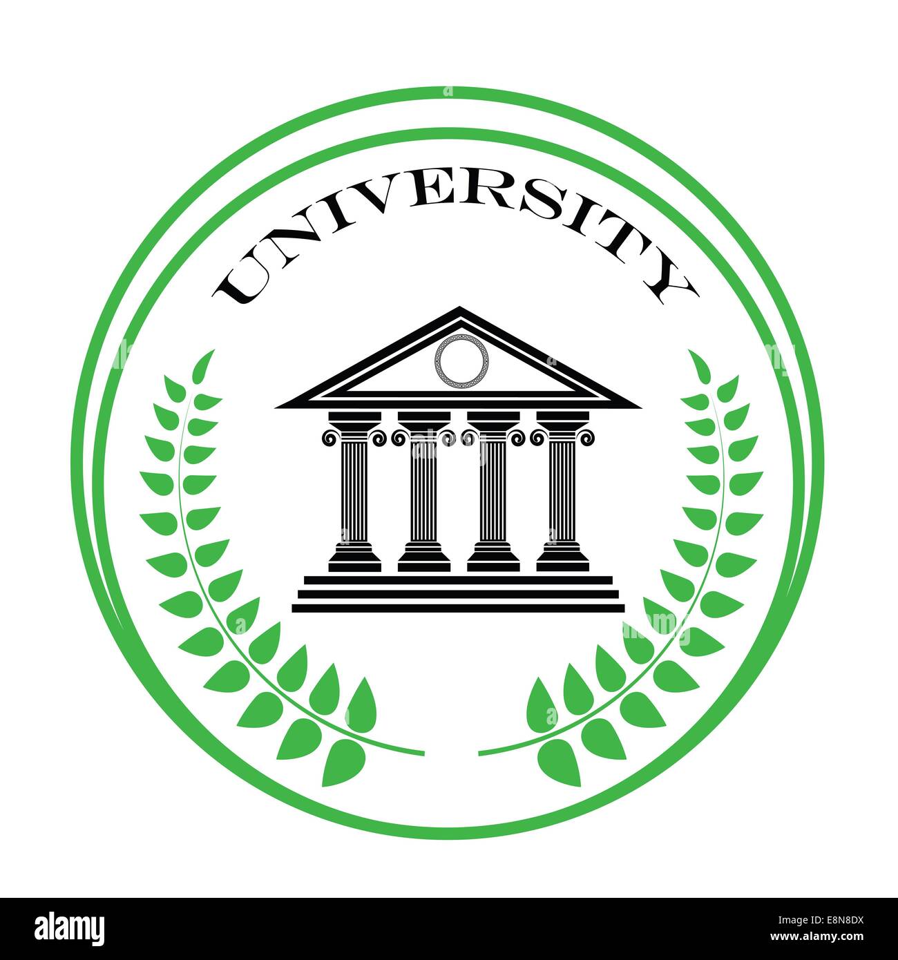 colorful illustration with university symbol on a white background ...