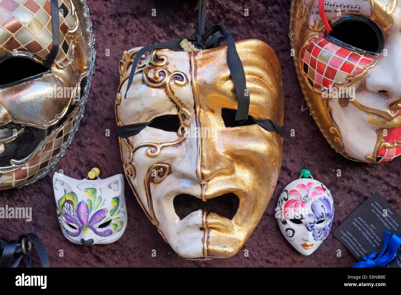 Venetian carnival masks for sale in Venice, Italy. Stock Photo