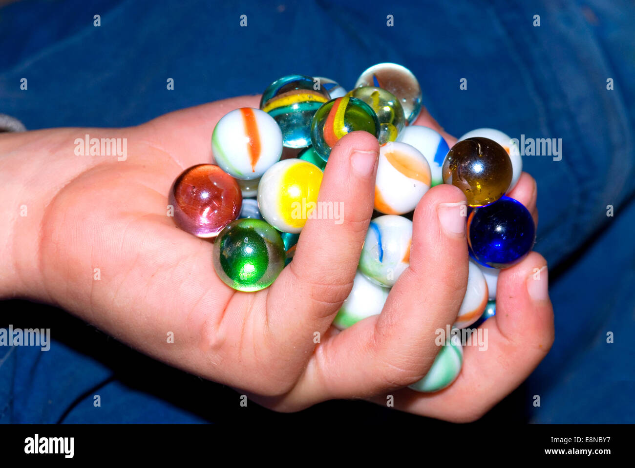 Handful of marbles Stock Photo