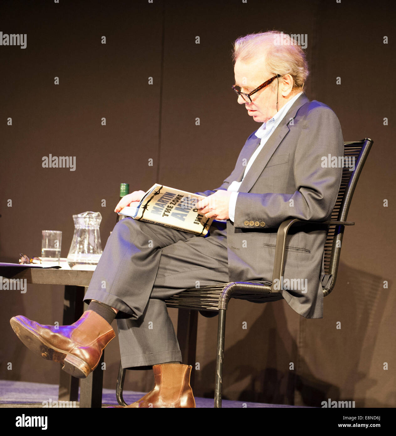 Martin Amis novelist, writer of Money, London Fields and Times Arrow reads from  his latest book The Zone of Interest  at the Cheltenham Literary Festival Uk 2014 Credit:  Prixnews/Alamy Live News Stock Photo