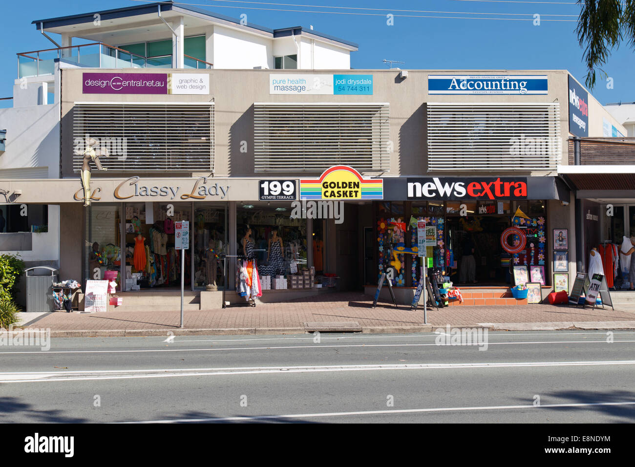 Shops on Gympie Terrace NoosavilleQld Stock Photo Alamy