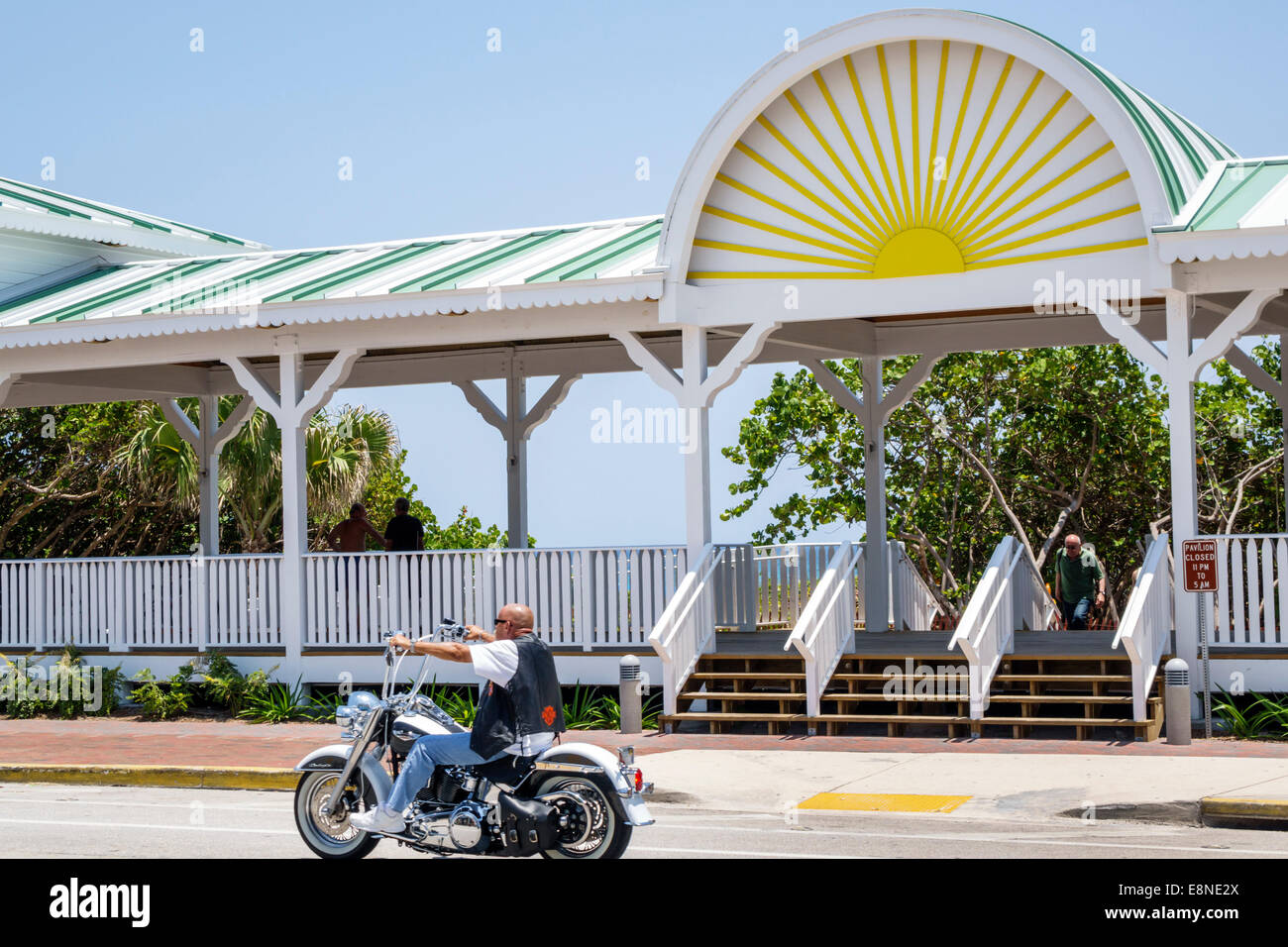Delray Beach Florida,South Ocean Boulevard,man men male,riding,motorcycle,FL140523006 Stock Photo