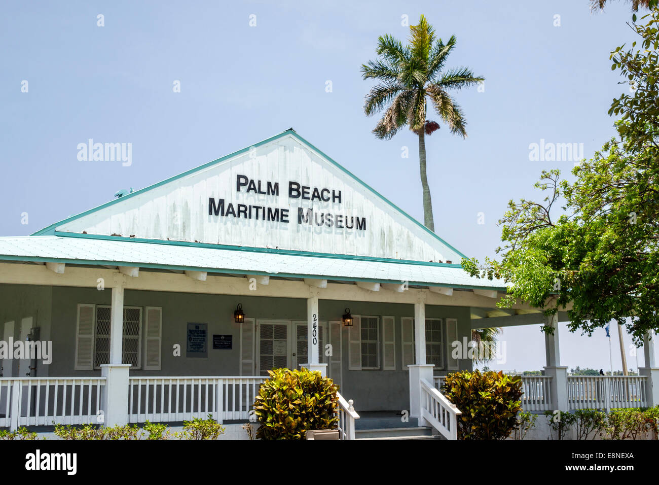 West Palm Beach Florida,North Flagler Drive,Currie Park,Palm Beach Maritime Museum,front,entrance,FL140524015 Stock Photo
