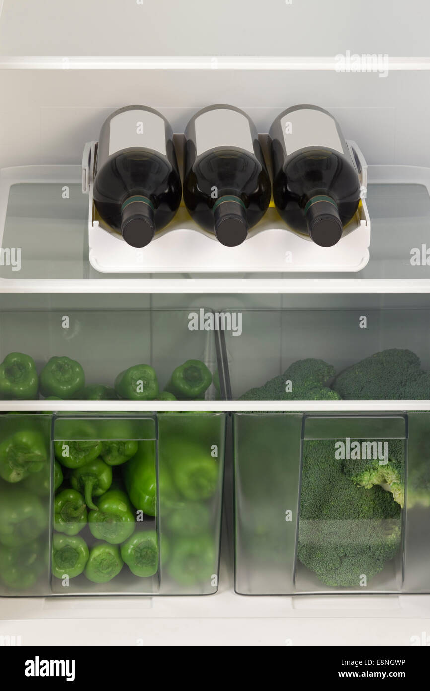 Refrigerator full of vegetables and wine Stock Photo Alamy
