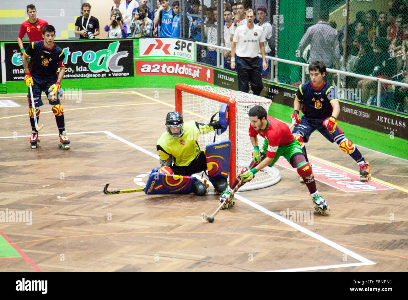 Valongo, Portugal. 11th October, 2014. u20 European Roller Hockey  Championships 11th October 2014 Valongo, Portugal Won by Portugal who beat  Spain 4-3 in the final. Credit: Jeremy Pembrey/Alamy Live News Stock Photo  - Alamy