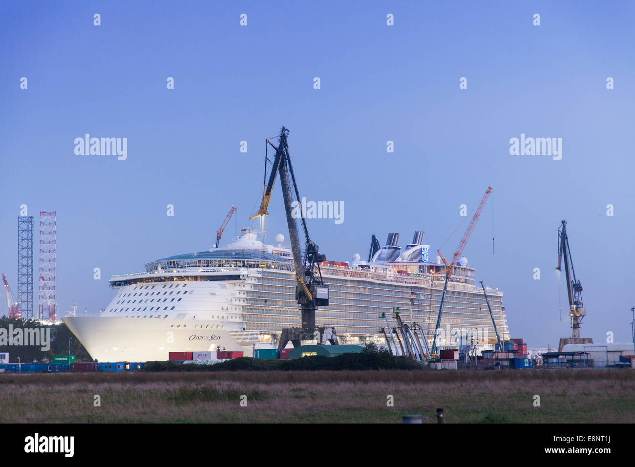 Cruise ship MS Oasis of the Seas of Royal Caribbean Cruises Ltd in a dry dock at the Keppel Verolme Yard Rotterdam Netherlands Stock Photo