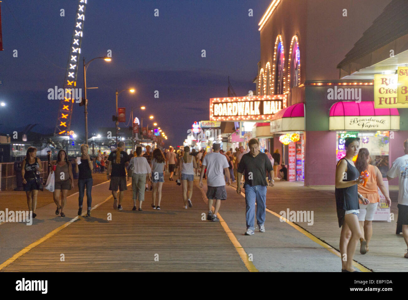New jersey shore boardwalk at night hires stock photography and images