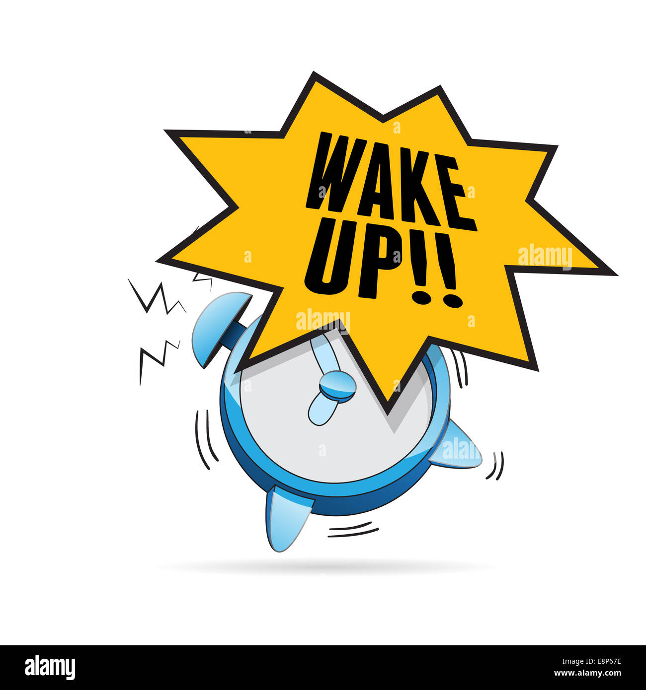Vector illustration of alarm clock ringing with wake up talk bubble Stock Photo Alamy