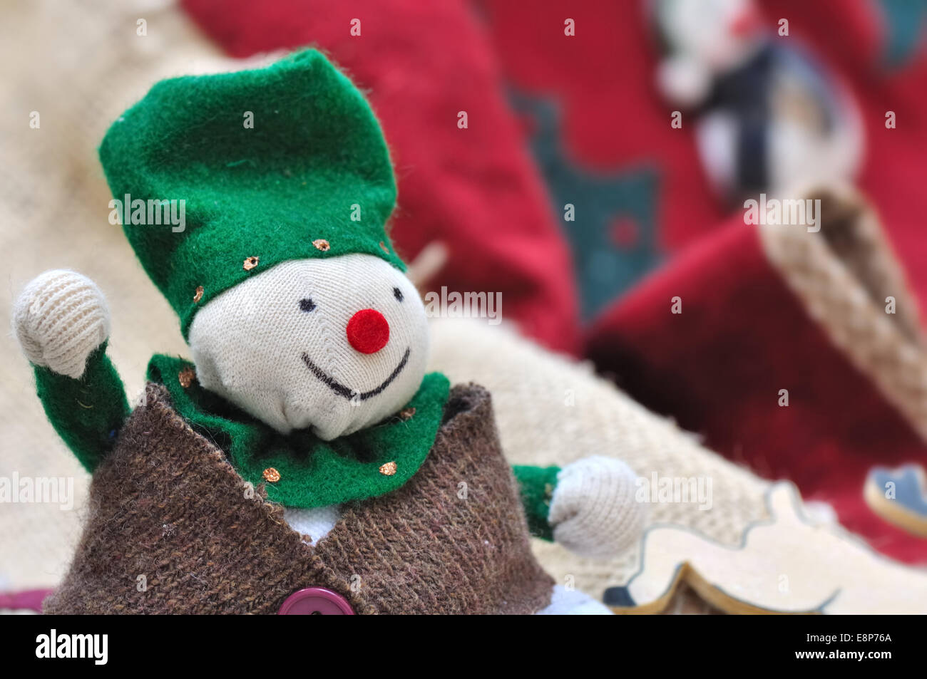 small cloth doll handmade for joyful Christmas Stock Photo