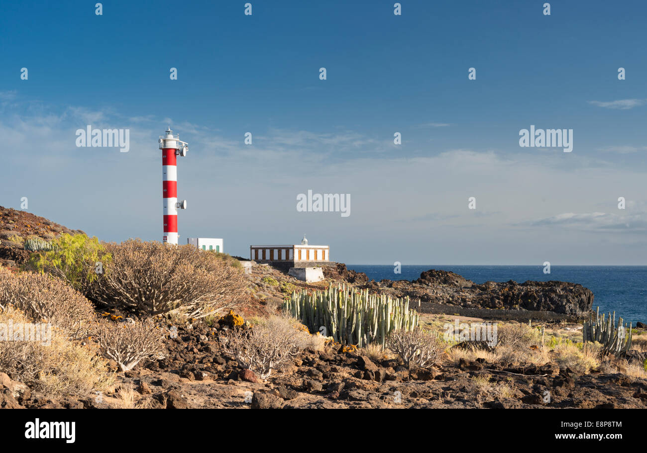 The Rasca lighthouse (Faro de Rasca) on the Malpais de la Rasca, close to the most southerly point of the island of Tenerife Stock Photo