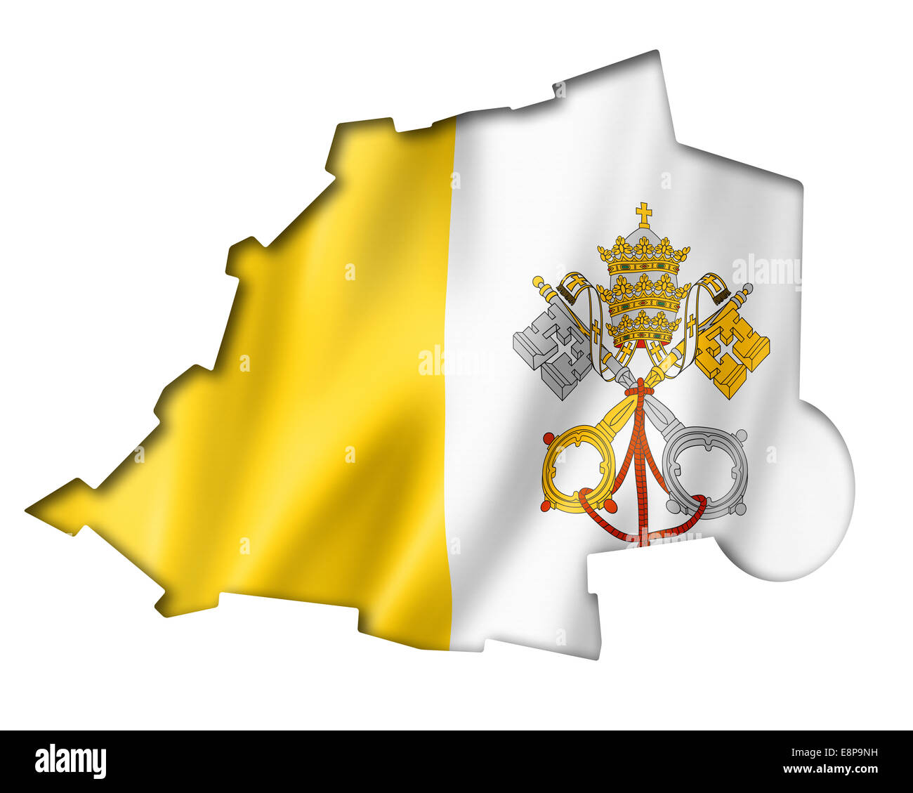 Vatican City flag map, three dimensional render, isolated on white Stock Photo