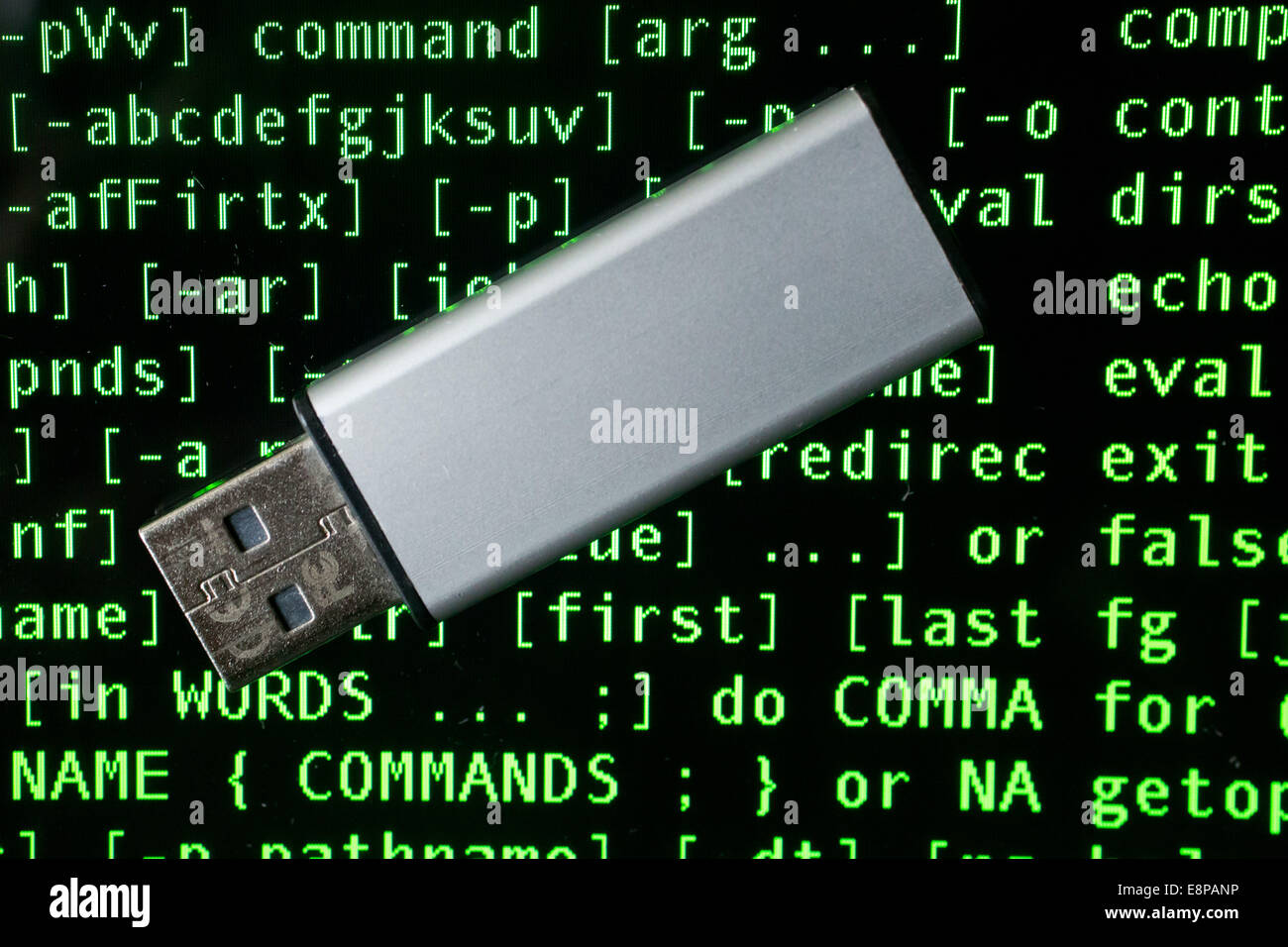 USB flash drive at the monitor of a MacBook Pro, showing Bash, a Unix  shell, in October 2014 Stock Photo - Alamy